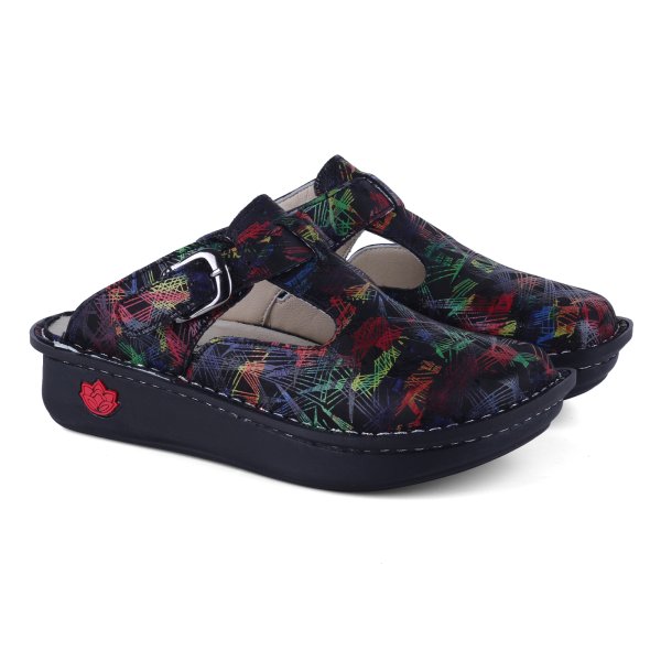 Real Comfort 1960 Sweet Clogs Siyah Multi Hakiki Deri Kadın Günlük Terlik