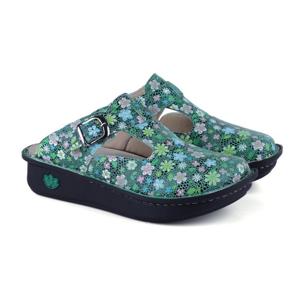 Real Comfort 1960 Sweet Clogs Yeşil Multi Hakiki Deri Kadın Günlük Terlik