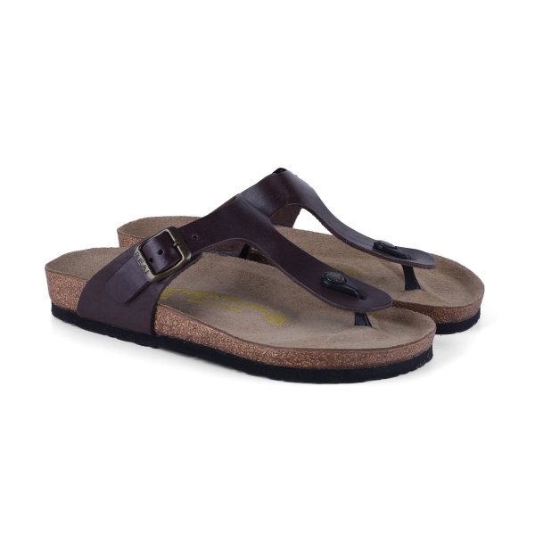 Real Natura 102 Efes Kahve Hakiki Deri Kadın Günlük Terlik