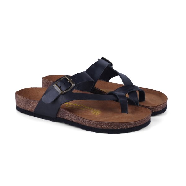 Real Natura 112 Belkis Siyah Hakiki Deri Kadın Günlük Terlik