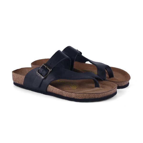 Real Natura 152 Comona Siyah Hakiki Deri Kadın Günlük Terlik