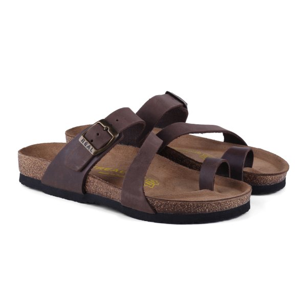 Real Natura 154 Kaunos Vizon Nubuk Hakiki Deri Kadın Günlük Terlik